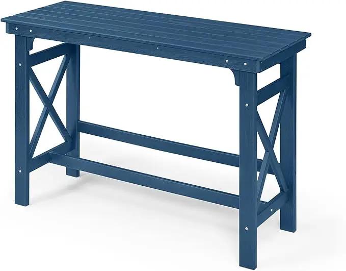 HDPE Outdoor Bar Table, 41" Rectangular Patio Bar Tables, Outdoor Counter Height Table Adirondack Patio Bar Height Table, HDPE Outside Pub Tables for Outside, Balcony, Deck, Poolside, Navy by GreenHaven Gardens
