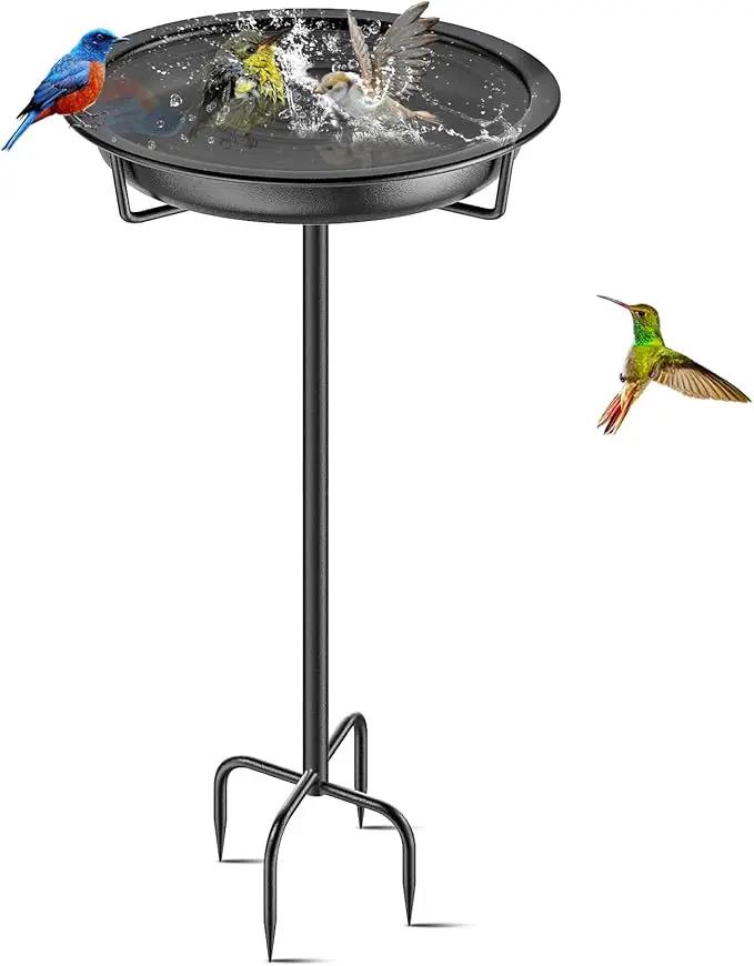 Metal Bird Bath for Outside Garden Birdbath Bowl, 36.2" Height Freestanding Bird Feeders for Outdoors with 4 Prongs Base Stake, Standing Birdfeeders for Yard Lawn Decor (Black) by GreenHaven Gardens