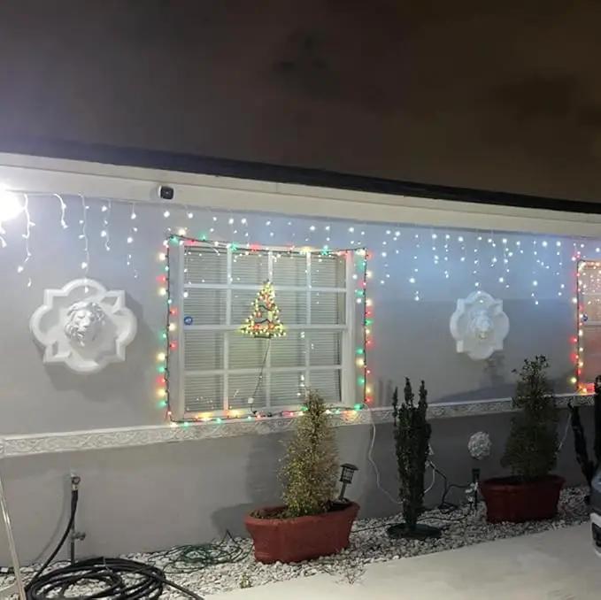 YASENN 300Led Icicle Style String Lights 29.5FT,Update Connectable 8 Lighting Modes with Timer Icicle Lights for Home Garden Outdoor Indoor Eave Decor (Cool White LED White Cable) by GreenHaven Gardens