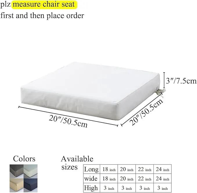 Patio Chair Cushions Non Slip Bottom Chair Pad with Ties Waterproof Square Outdoor Seat Cushion Replacement for Garden Swing Furniture Set of 2 20 x 20 Inch, Beige by GreenHaven Gardens