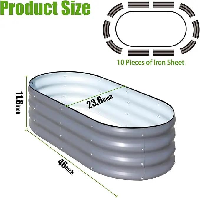 SnugNiture Galvanized Raised Garden Bed, 4x2x1ft Oval Metal Planter Box for Planting Outdoor Plants Vegetables by GreenHaven Gardens