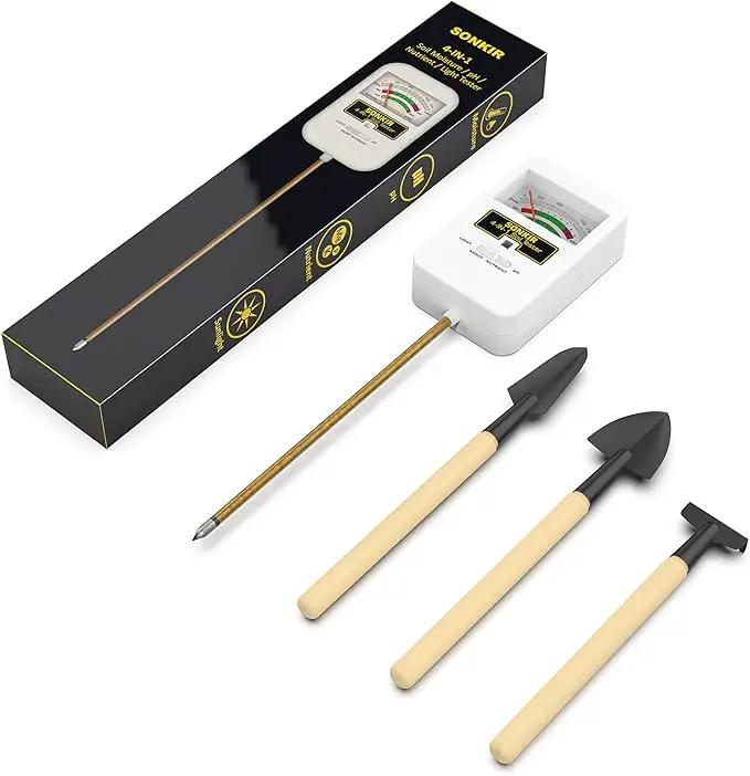 Soil Moisture Meter, 4-in-1 Soil Ph Meter, Soil Tester for Nutrients, Moisture, PH and Light, Soil Ph Test Kits for Plant, Great for Garden, Lawn, Indoor & Outdoor Use (No Battery Required) by GreenHaven Gardens