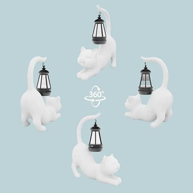 Solar Cat Garden Statue 15 Inch Porch Patio Decor for Outside Yard Decoration Outdoor Unique Housewarming Gardening Birthday Gifts for Cat Lovers Women Grandma by GreenHaven Gardens