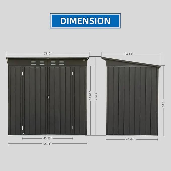 Domi Outdoor Storage Shed 6' x 4', Metal Waterproof Tool Shed Utility Storage House with Double Lockable Doors & Air Vent for Backyard Garden Lawn Patio by GreenHaven Gardens