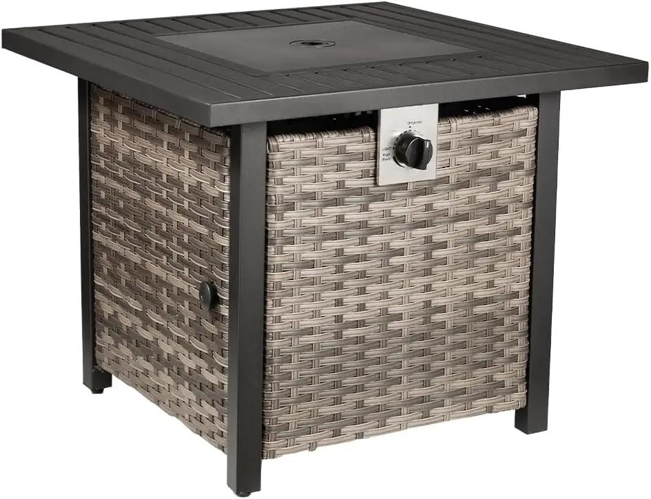 Basel Propane Fire Pit Table 30” Outdoor Firepit 50,000 BTU Firepits for Outside with Lava Rocks and Removable Lid Metal Fire Pit Outdoor Fireplace Propane Fire Pits for Outside CSA Certified by GreenHaven Gardens
