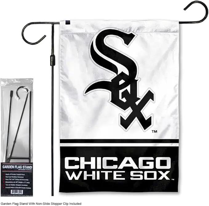 WinCraft White Sox Garden Flag with Stand Holder Flagpole by GreenHaven Gardens