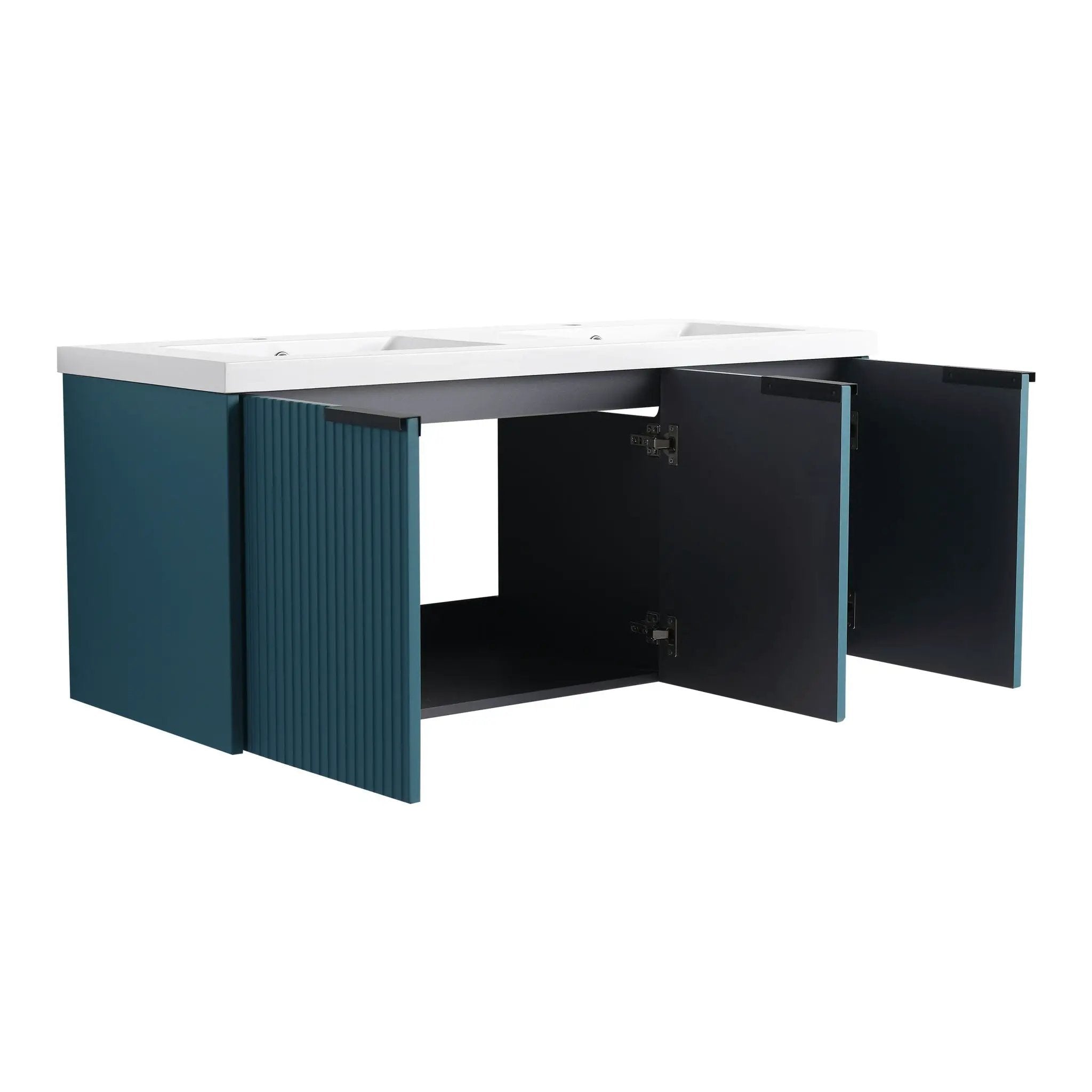 Contemporary Wall Mounted Bathroom Vanity With Resin Double Sink by HouseOfZazla