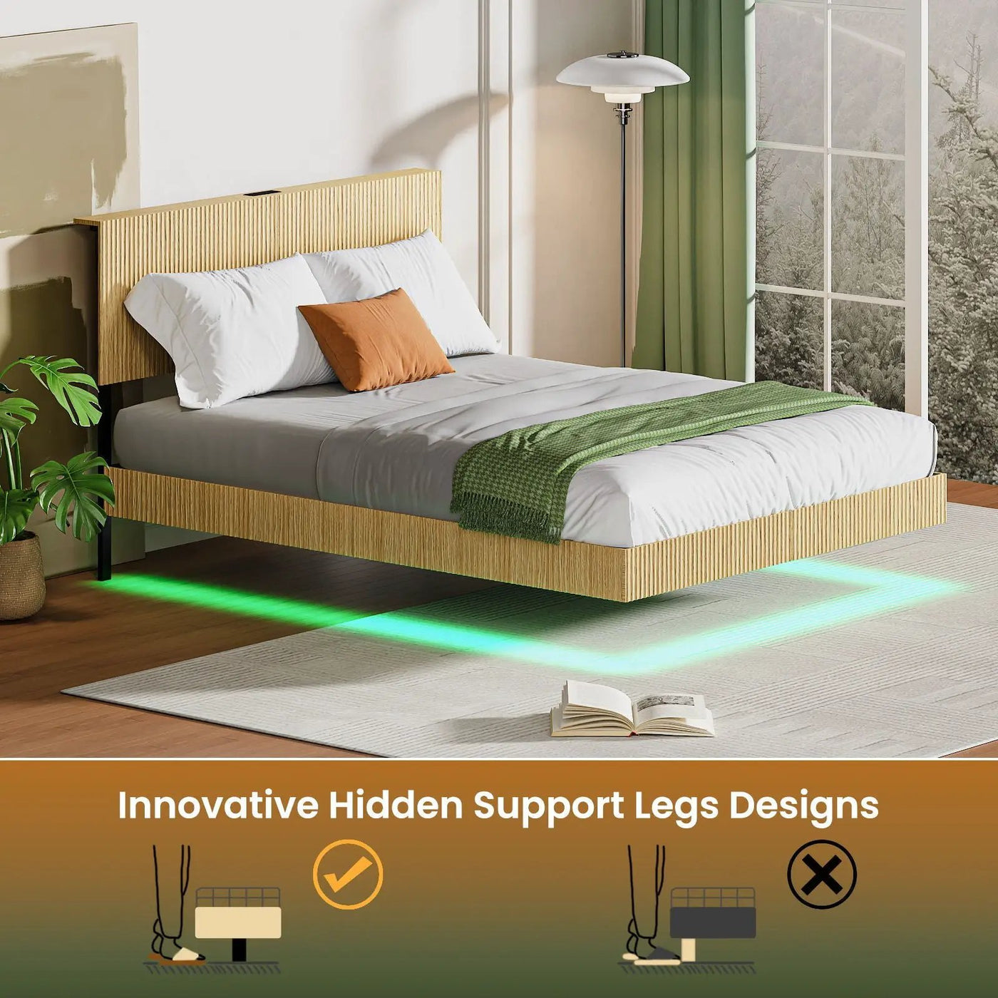 Floating Bedstead With Charging Station And LED Lights by Unique Piece Furniture