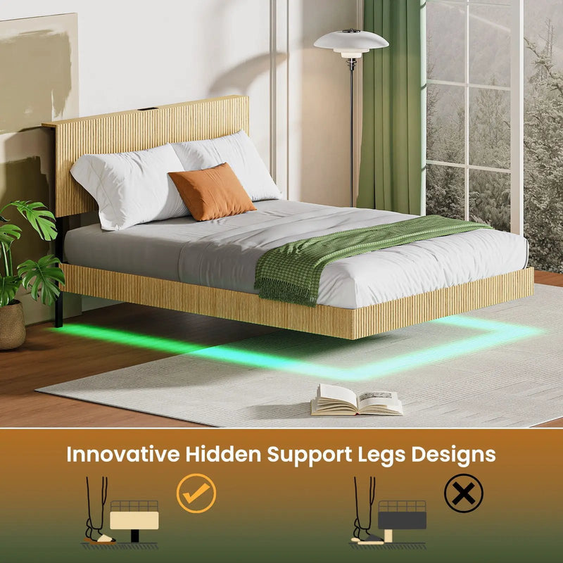 Floating Bedstead With Charging Station And LED Lights by Unique Piece Furniture