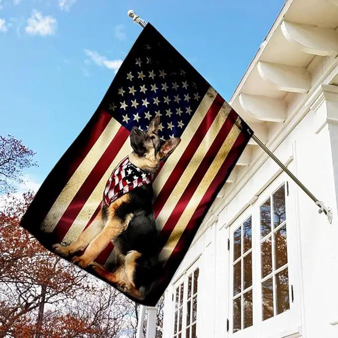 FLAGWIX German Shepherd Dogs Double Sided Flag - Patriot American Dog Flags - Decorations For Home, Outside, Patriotic House Flag 30x40 Heavy Duty Canvas, Decorative Indoor Outdoor Flag by GreenHaven Gardens