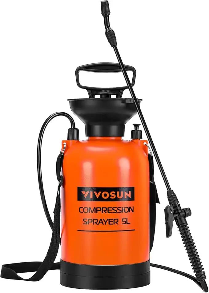 VIVOSUN 1.35-Gallon Pump Pressure Sprayer, Pressurized Lawn & Garden Water Spray Bottle with Adjustable Shoulder Strap, for Spraying Plants, Garden Watering and Household Cleaning by GreenHaven Gardens