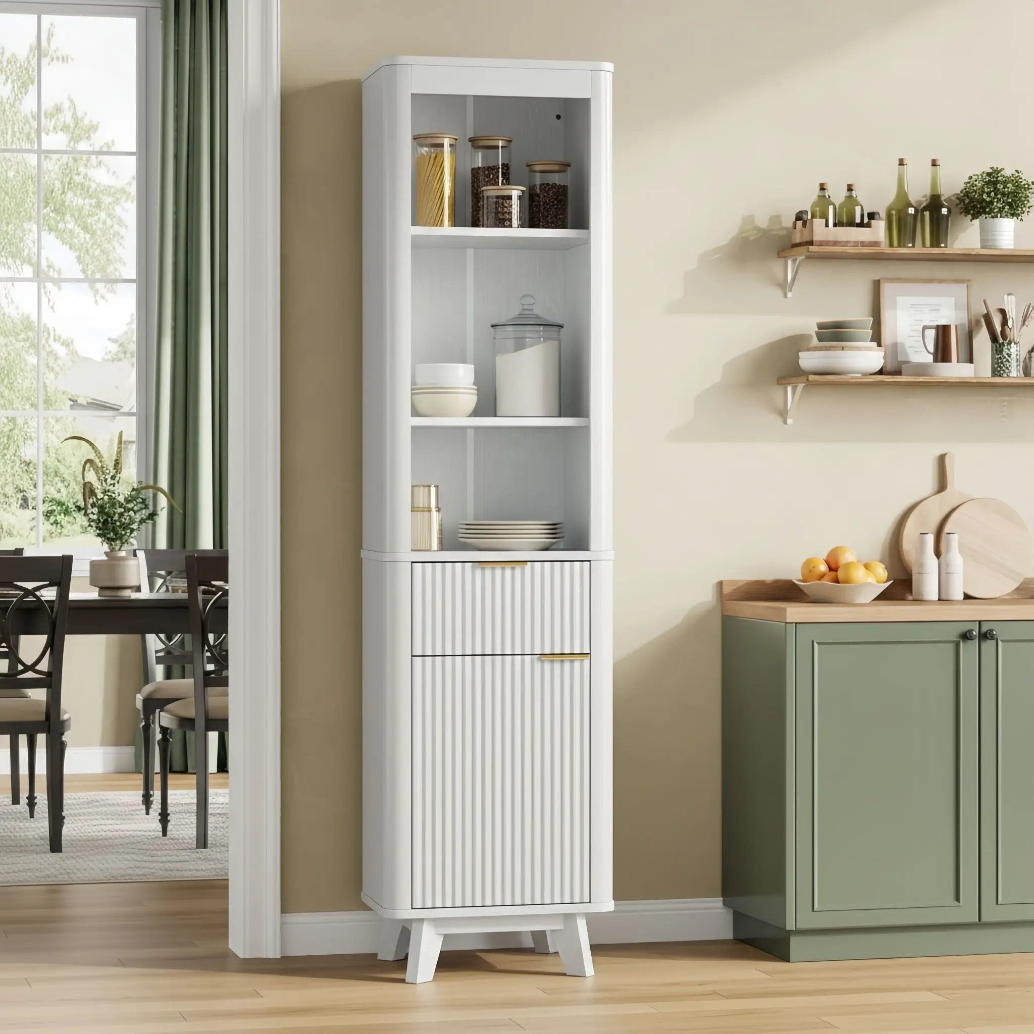 Tall Bathroom Storage Cabinet With Adjustable Shelves And 1 Drawer & Door by HouseOfZazla