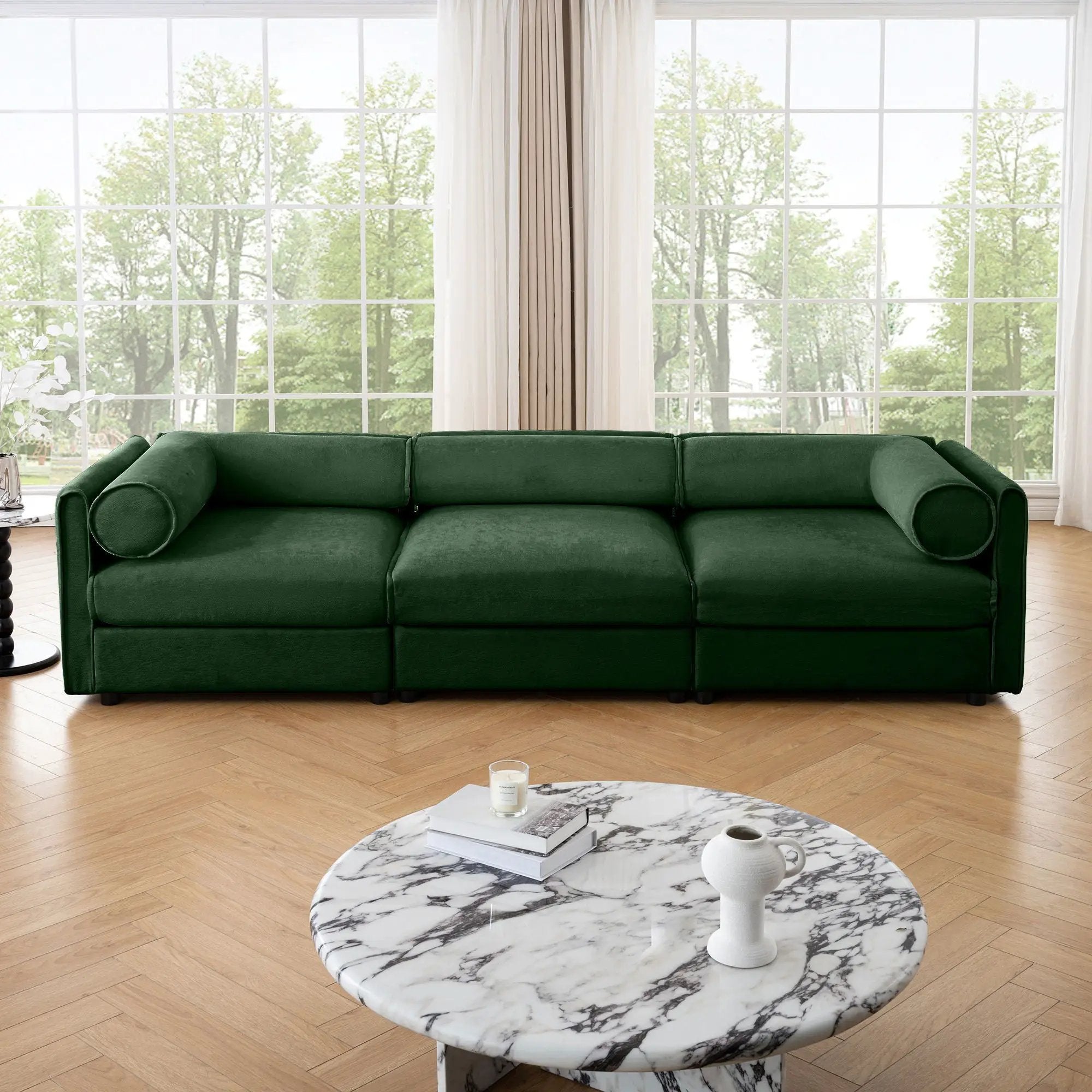 Stylish Sofa With Storage Seat And Cylindrical Backrest by Unique Piece Furniture