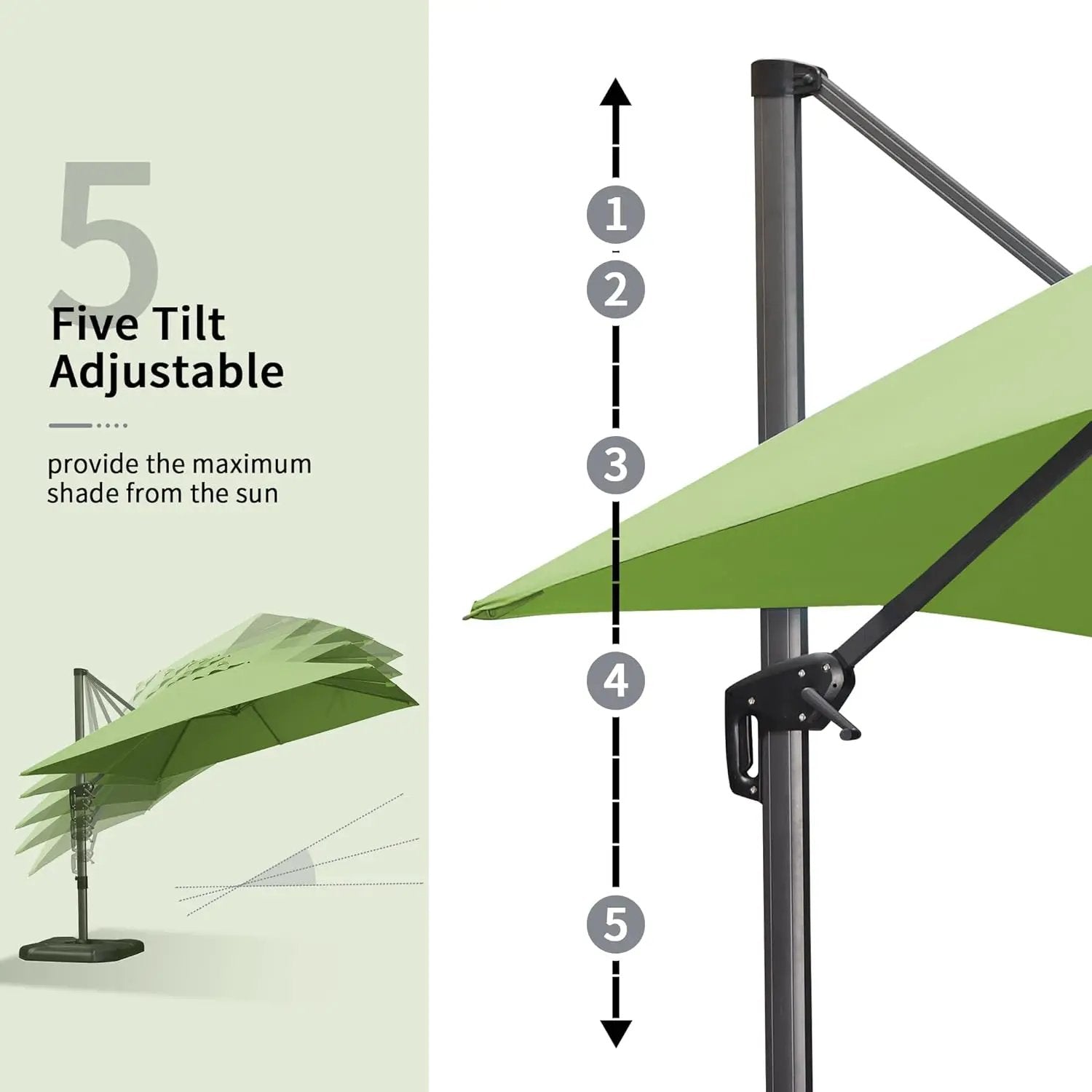 PURPLE LEAF 10' X 13' Patio Umbrella Outdoor Cantilever Rectangle Umbrella Aluminum Offset Umbrella with 360-degree Rotation for Garden Deck Pool Patio Apple Green by GreenHaven Gardens