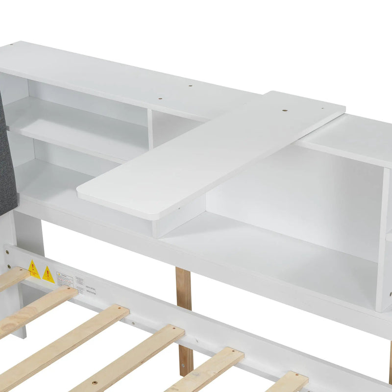 Platform Bed With Trundle, Shelves, And Storage Headboard by HouseOfZazla