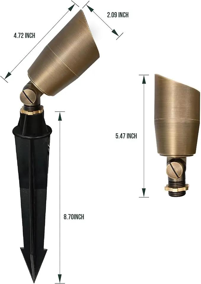 GKOLED Solid Brass Low Voltage Compact Spotlight, 12V AC/DC Waterproof Outdoor Landscape Spot Lights for House Trees Garden Yard Lawn, Up Light with 5W 2700K MR16 Bulb, Stake Included by GreenHaven Gardens