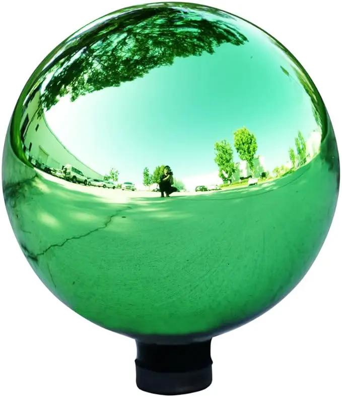 Alpine Corporation 10" Diamater Indoor/Outdoor Glass Gazing Globe Festive Yard Décor, Green by GreenHaven Gardens
