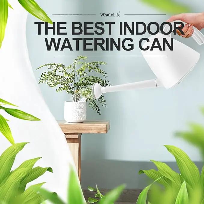 WhaleLife Indoor Watering Can for House Bonsai Plants (2.0L, White) by GreenHaven Gardens
