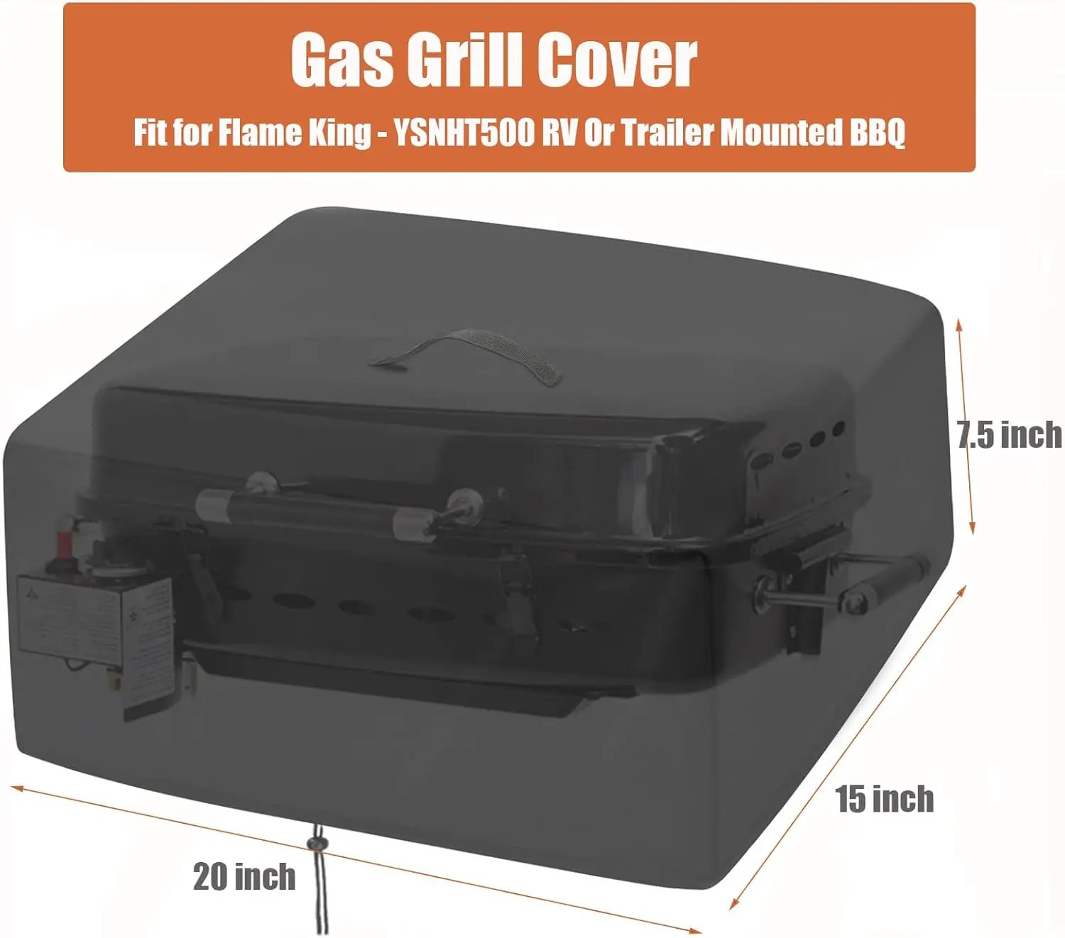 Gas Grills Cover for Flame King - YSNHT500 RV Or Trailer Mounted BBQ, Portable Motorhome Gas Grill Covers, Waterproof Outdoor Natural Gas Grills Cover-15 D x 20" W x 7.5" H by GreenHaven Gardens