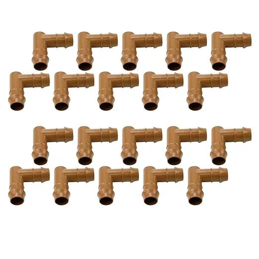 Dnyta 20pcs 1/2 Inch Drip Irrigation Elbow Fittings Elbow Connector (17mm) Drip Irrigation Fittings for Most 1/2" Irrigation Tubing or Sprinkler Systems by GreenHaven Gardens