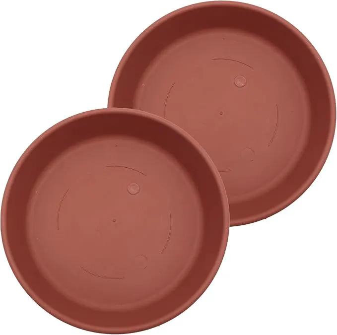 The HC Companies Flower Pot Saucers - Plastic Plant Saucer for Outdoors & Indoors - Traditional Design Plant Pot Trays for Water Drainage - Durable & Stylish Round Plant Tray (21-inch Clay) by GreenHaven Gardens