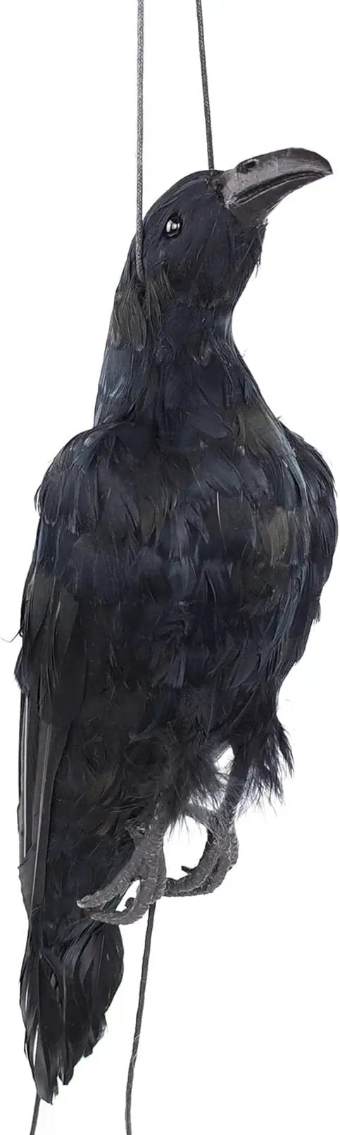 Etistta 17 inch Realistic Hanging Dead Crows Decoy Lifesize Extra Large Black Feathered Crow by GreenHaven Gardens