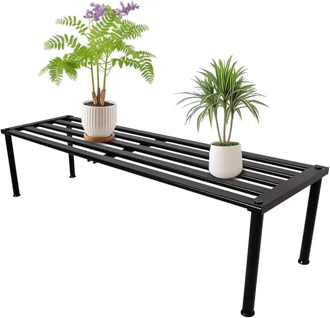 Metal Plant Stand, Rust-proof Aluminum Display Rack, Plants Display Stands Decoration Racks for Living Room Garden Balcony Patio (Ebony, 41.3Inch Tall Leg) by GreenHaven Gardens