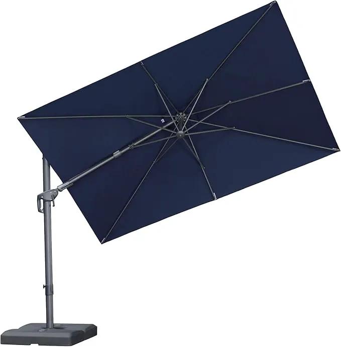 PURPLE LEAF 10' X 6.5' Left-right Tilting Outdoor Patio Umbrella Swivel Offset Cantilever Heavy Duty Rectangle Aluminum Umbrella with UV Resistant for Deck Pool Patio Backyard, Ocean Slate by GreenHaven Gardens