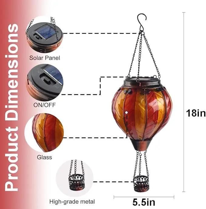 Hot Air Balloon Solar Lantern with Flickering Flame Hanging Solar Lanterns Outdoor Lights Waterproof Lanterns Decorative Garden Patio Yard Party Decor Orange and Red by GreenHaven Gardens