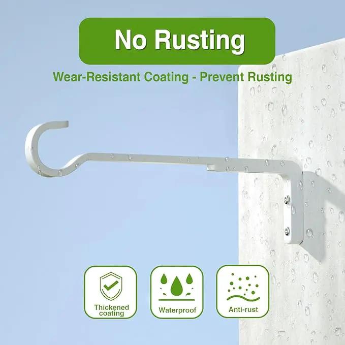8 Inch 2 Pack White Heavy Duty Outdoor Plant Hangers for Hanging Baskets, Iron Hanging Plant Brackets for Hanging Plants Outside, Metal Plant Hooks Plant Wall Hooks for Hanging Lantern, Bird Feeder by GreenHaven Gardens
