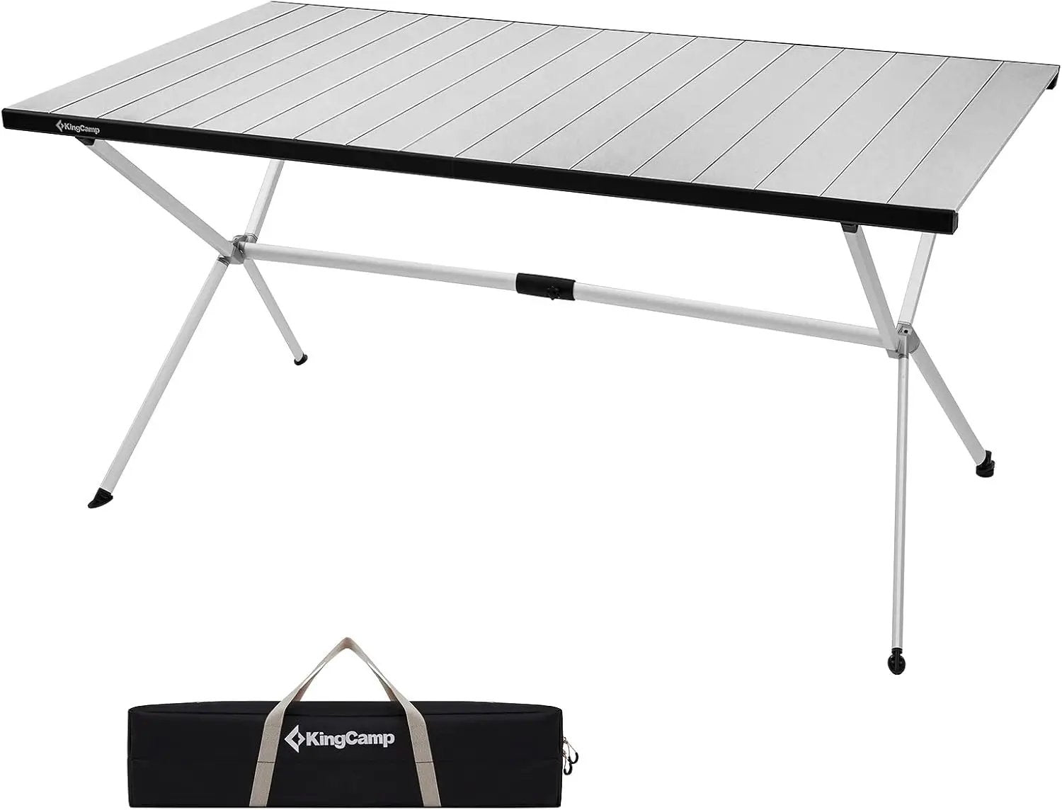 KingCamp Folding Camping Table Aluminum Roll Up Table Oversized Large Camp Table Stable Portable Outdoor Folding Table for Picnic Camping Barbecue Backyard Party,57.4''×31.4''4-6 Person,Support 176lbs by GreenHaven Gardens