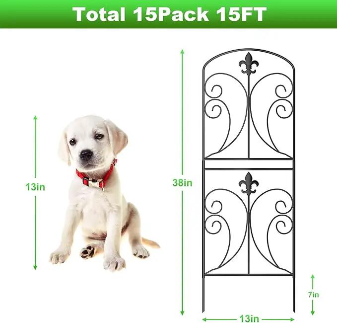 Skcoipsra Decorative Garden Fence 15 Pack, 37.5in(H) x 16ft(L) Animal Barrier Fence, Rustproof Metal Fencing for Yard, Dog Rabbits Wire Section Garden Edging Border for Yard Patio Garden, Arched by GreenHaven Gardens