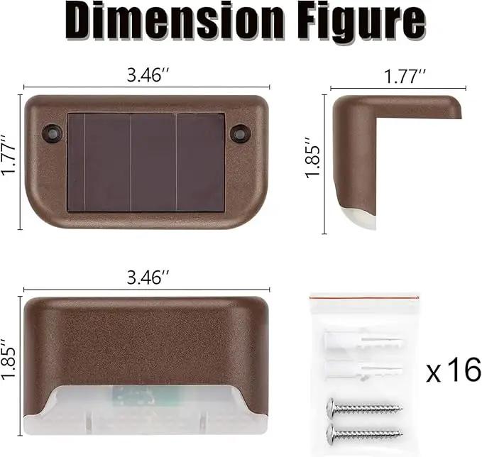 GIGALUMI 12 Pcs Solar Deck Lights, Bronze Finished Waterproof Led Solar Lamp for Outdoor Pathway, Yard, Patio, Stairs, Step and Fences. (Cool White)