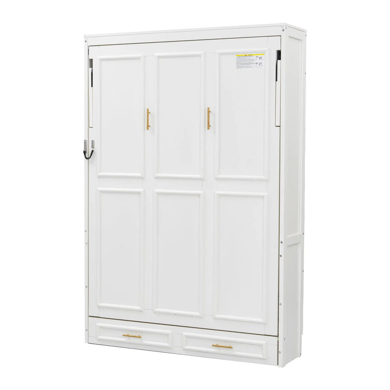 Full Size Murphy Bed With 2 Drawers - Beige by Unique Piece Furniture