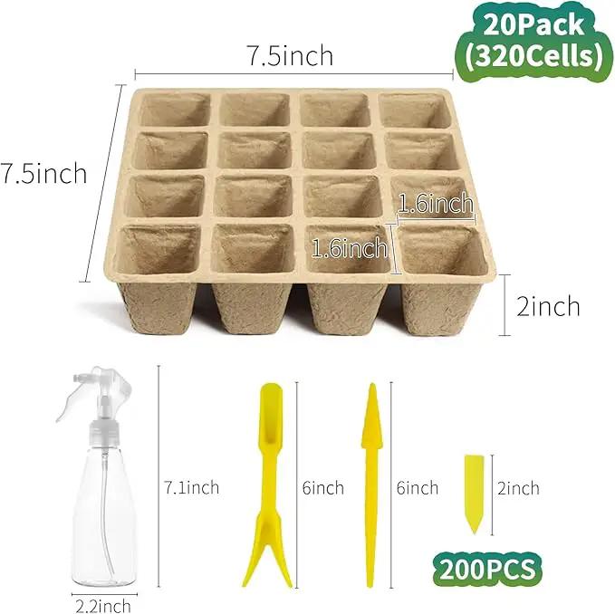 TCBWFY Biodegradable Seedling Trays, 20 Pack, 320 Cells, Ideal for Indoor and Outdoor Planting, Mint, Lavender, Rose by GreenHaven Gardens