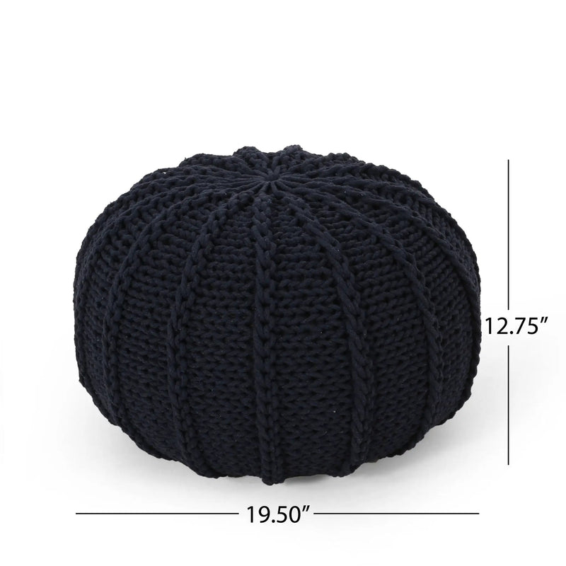 Bordeaux Knitted Round Pouf Ottoman And Floor Cushion by HouseOfZazla