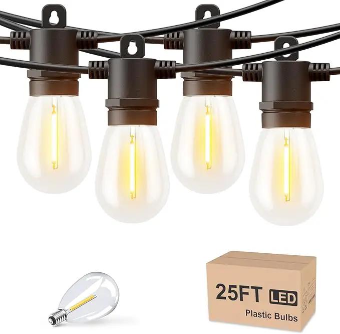 Svater Outdoor String Lights LED 25 FT, Patio Lights for Outside Waterproof IP65 with Shatterproof LED Bulbs, Cafe Bistro Backyard Balcony Hanging Light Warm White by GreenHaven Gardens