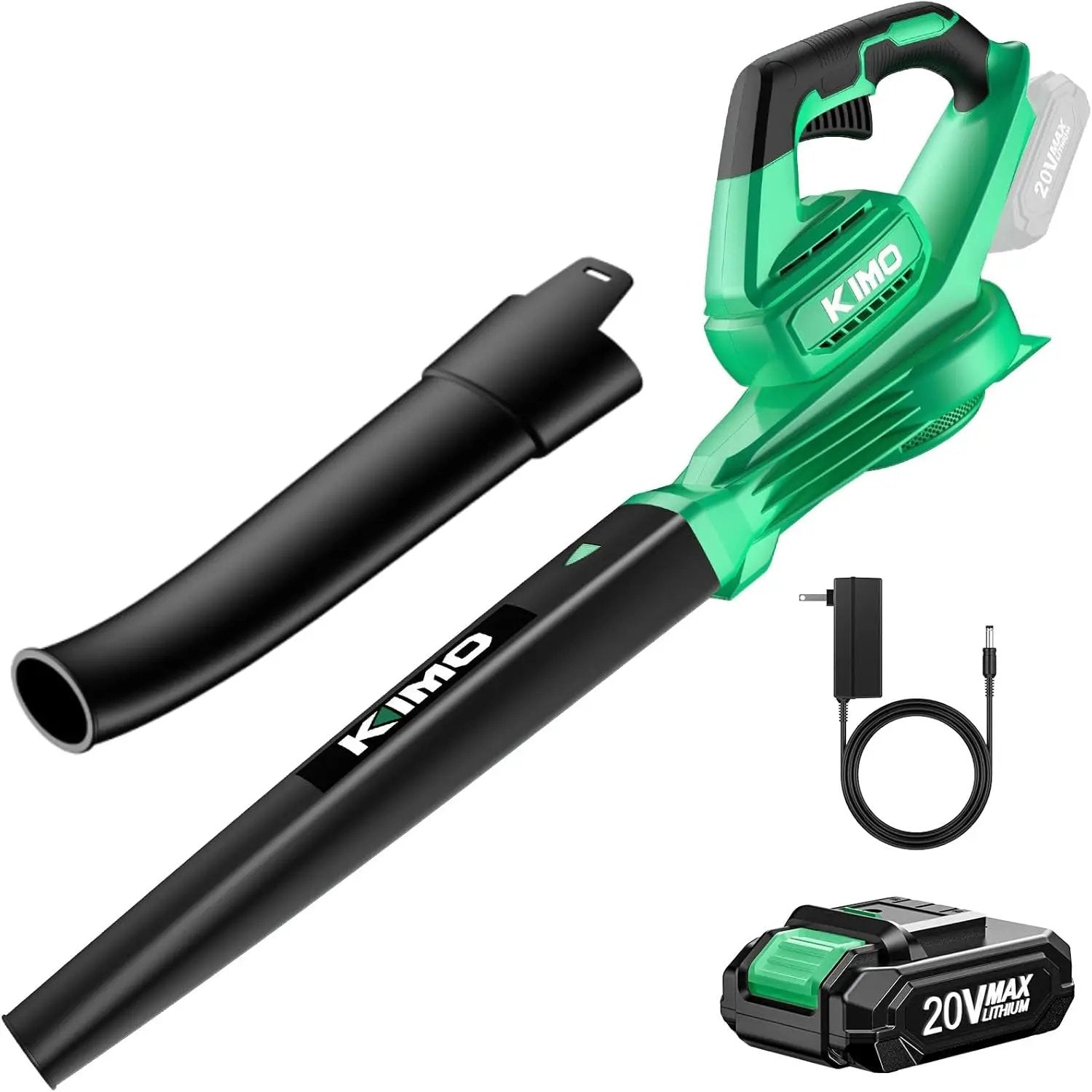 K I M O. Leaf Blower Cordless with Battery and Charger, Extension Tube, 240 CFM 170 MPH Lightweight Cordless Leaf Blowers, 2000mAh Battery Operated Leaf Blowers for Lawn Care, Yard|Patio|House by GreenHaven Gardens