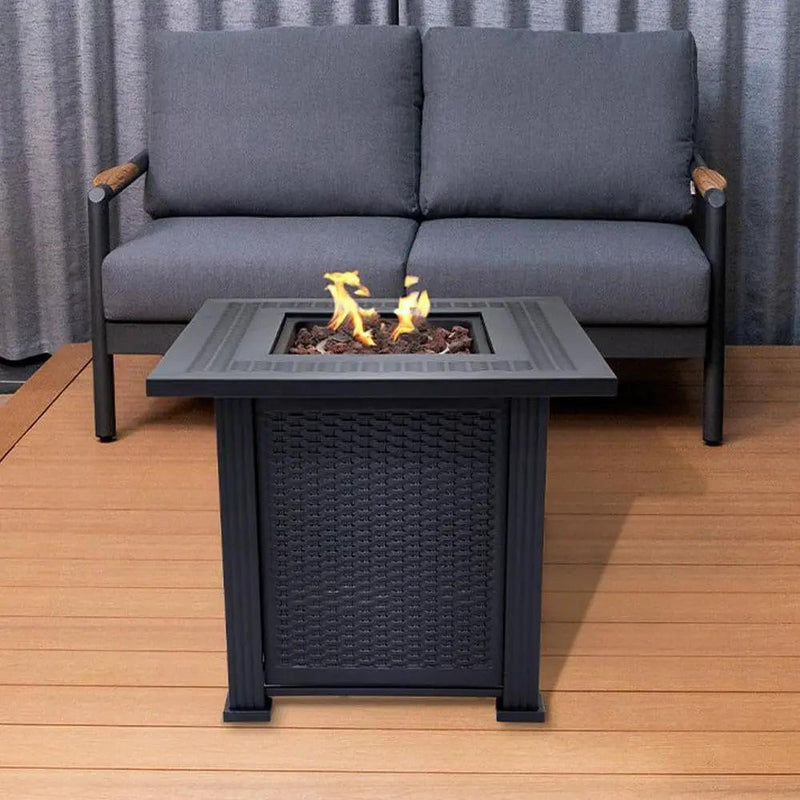 Lausanne Propane Fire Pit Table 28” Outdoor Firepit 50,000 BTU Firepits for Outside with Lava Rocks and Removable Lid Metal Fire Pit Outdoor Fireplace Propane Fire Pits for Outside CSA Certified by GreenHaven Gardens