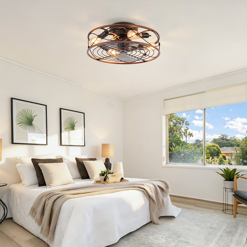 20'' Mounting Type Caged Ceiling Fan with Lights and Remote Control by HouseOfZazla