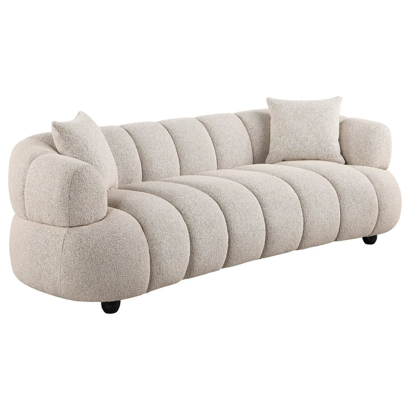 Whitney 2-Piece Contemporary Channel Tufted Boucle Sofa Set Pebble by Unique Piece Furniture