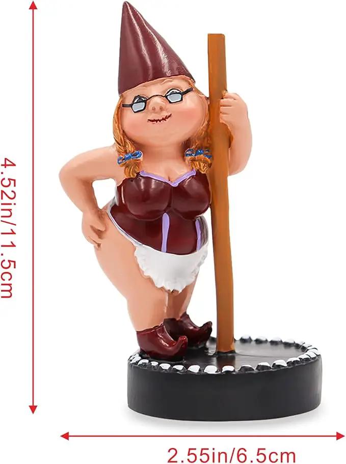 Pole Dancing Gnome Statue, Resin Garden Gnome Statues, Funny Outdoor Gnome Figure, Creative Garden Spring Decoration, Pole Dance Garden Gnome, Spring Garden Statue, Dancing Lady Gnome Statue (Red) by GreenHaven Gardens