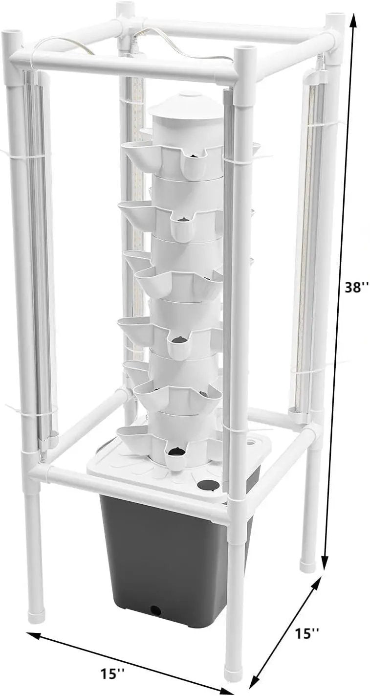 Hydroponic Growing Tower System Kit, 30-Plant Vertical Hydroponics Garden Tower with LED Grow Light, for Outdoor Indoor Herbs Fruits Vegetables Smart Garden Planter Kit by GreenHaven Gardens