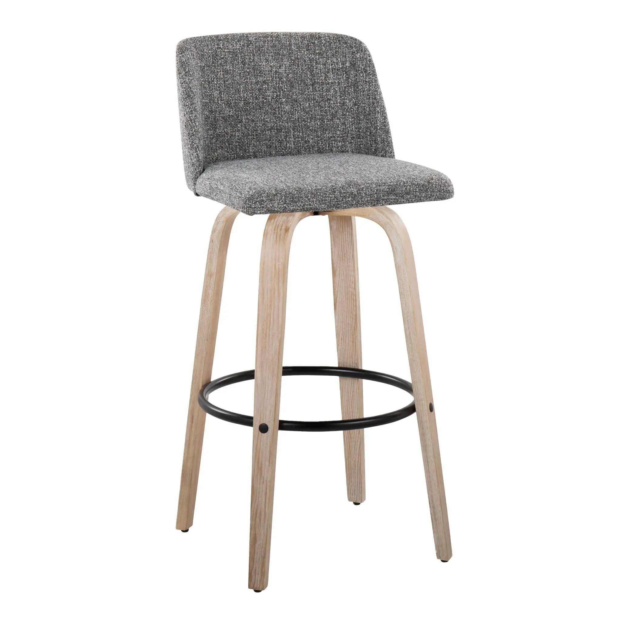 Toriano - Mid-Century Modern Fixed Height BarStool With Round Footrest (Set of 2) by Unique Piece Furniture