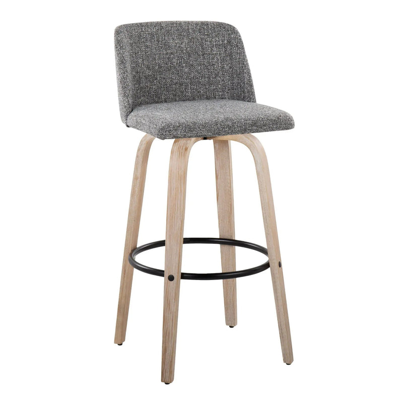 Toriano - Mid-Century Modern Fixed Height BarStool With Round Footrest (Set of 2) by Unique Piece Furniture