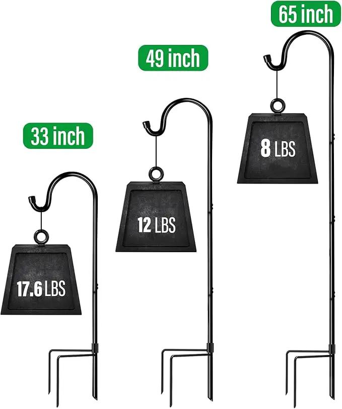 GOFORWILD Shepherd Hook 2 Pack Black, 33 inches Tall, Made of Premium Metal for Garden Decor, Plant Hanger, Lantern Hook, Solar Light Hanging, 7011 by GreenHaven Gardens
