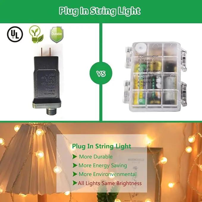 Globe String Lights 49.2 Feet 100 LED, Plug in Crystal Fairy String Lights with Remote Timer, 8 Modes Indoor Outdoor Hanging Globe Lights for Wedding Bedroom Classroom Patio Garden by GreenHaven Gardens