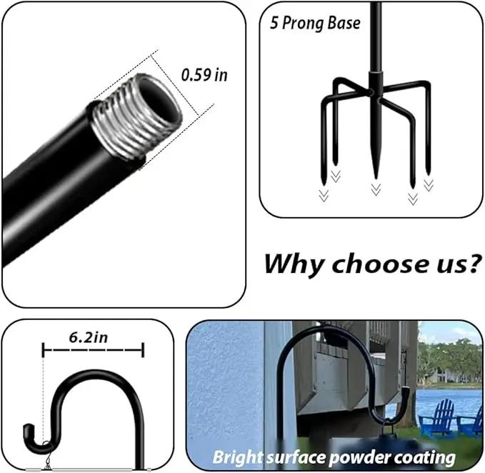 Shepherd Hooks for Bird Feeder Outdoor 44 inch, Small Heavy Duty Hummingbird Feeder Poles for Hanging Planter Basket Wind Chimes Garden Decor 2Pcs by GreenHaven Gardens