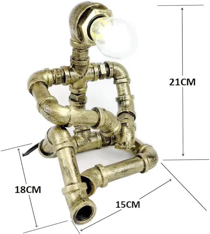 Steampunk Table Robot Lamps with 2 Bulbs,Retro Industrial Robot Desk Lamps Water Pipe Light for Office,Bedroom,Living Room in Bronze by GreenHaven Gardens