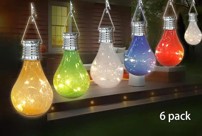 pearlstar Solar Light Bulbs Outdoor Waterproof Garden Camping Hanging LED Light Lamp Bulb Globe Hanging Lights for Home Yard Christmas Party Holiday Decorations (6 Pack-Solar Light Bulbs) by GreenHaven Gardens